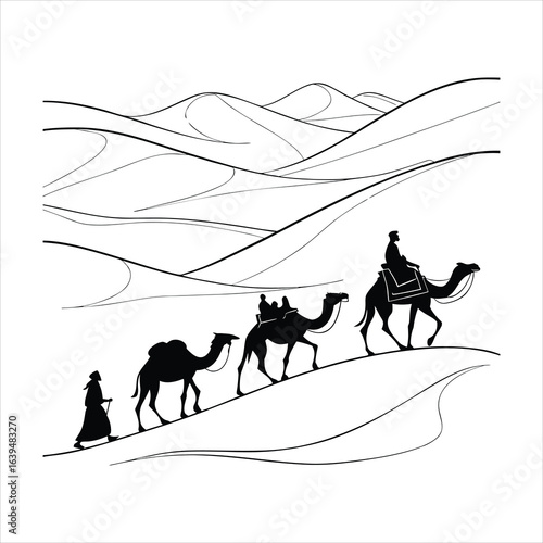 camels in the desert