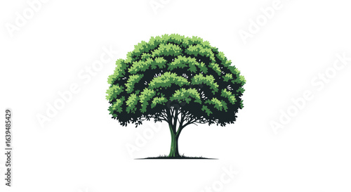 A vibrant illustration of a solitary large tree with lush green foliage, symbolizing growth, life, and ecology.