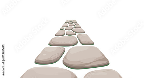 Illustration of a stone path receding into perspective on a white background, symbolizing a journey or the way forward.