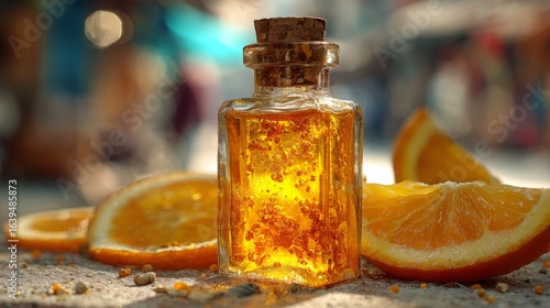 orange extract in a small bottle, Generative AI,