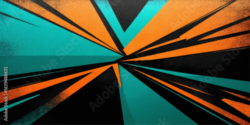 A vibrant rainbow-colored umbrella pattern with intersecting rays of light creates an abstract background of protection and sunshine