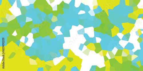 Abstract geometric mosaic featuring vibrant colors a combination of teal green and yellow hues creates a modern digital design for various applications