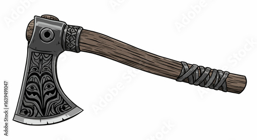 Native Style Tomahawk with Carving