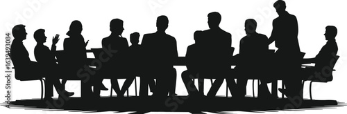 Silhouette people drinking coffee, couples and friends talking at cafe table, man and woman conversation, social meeting, restaurant leisure time