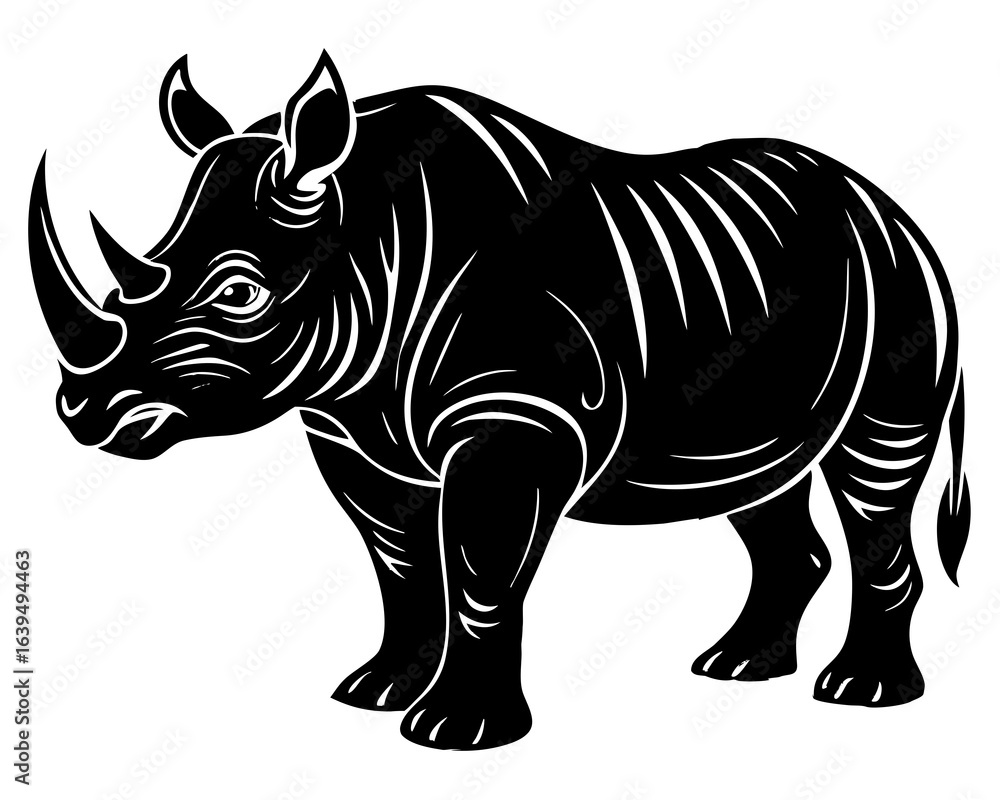 Fototapeta premium rhinoceros silhouette black victor