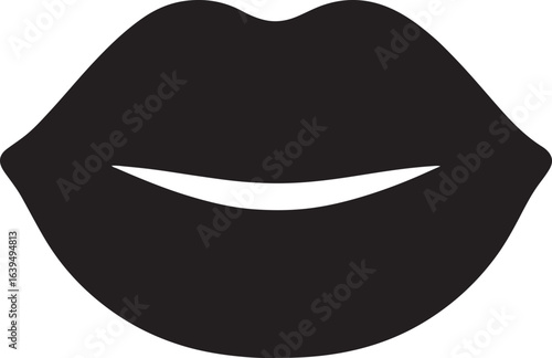 Lower lip accent smile silhouette vector icon for subtle expression, beauty, and charming mouth design.
