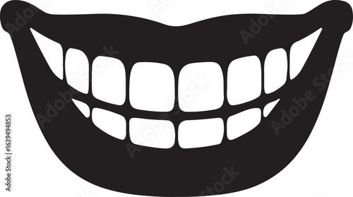 Masculine broad grin silhouette vector icon for confident smile, male expression, and bold facial design.