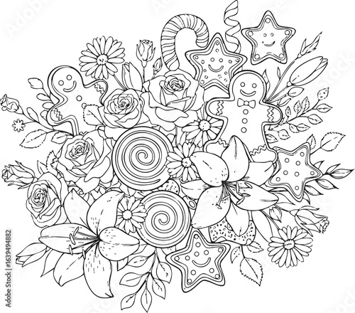 Wallpaper Mural christmas, christmas tree, pattern, flower, vector, floral, design, seamless, vintage, illustration, ornament, decoration, art, wallpaper, nature, decor, texture, element, flowers, mandala, leaf, retr Torontodigital.ca