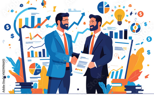 This dynamic and modern concept represents collaboration, innovation, and strategic partnerships that drive entrepreneurship and long-term success. Perfect for illustrating business alliances, leaders