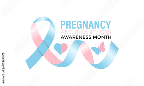 Pregnancy and Infant Loss Awareness Month, observed each October. It is a month to honor the memory of babies who were lost in miscarriage, stillbirth, and infancy. Banner poster, background. 