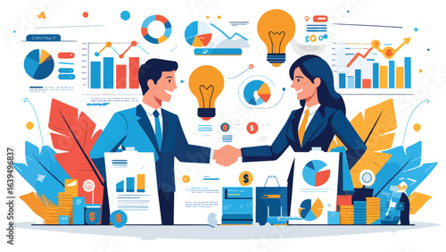 Witness a powerful joint venture ignite and rise to success, symbolizing teamwork, business growth, and innovative partnerships in today’s dynamic corporate world. 