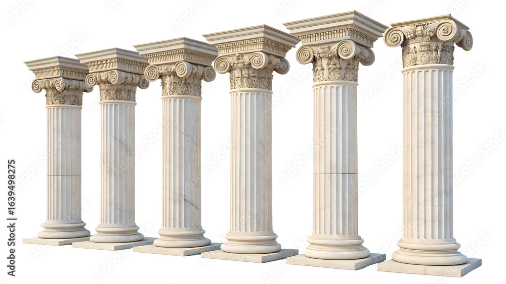 Obraz premium Greek columns isolated on transparent or white background, png 