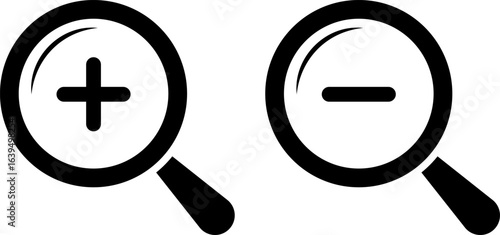 zoom in and out scale. loupe with check mark sign. Plus and minus zoom tool symbols. Magnifying glass for research. Searching success icon
