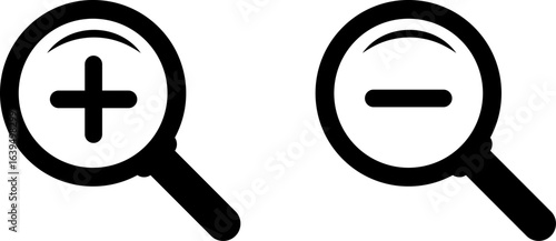 zoom in and out scale. loupe with check mark sign. Plus and minus zoom tool symbols. Magnifying glass for research. Searching success icon