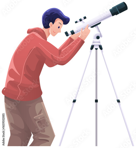 man using telescope to stargazing