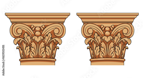 Classical architectural columns with detailed ornamentation design ,  for architects, designers, and classical architecture enthusiasts