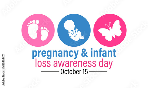 Pregnancy and Infant Loss Awareness Day, on October 15, honors babies lost to miscarriage, stillbirth, and early infant death. Realistic ribbons with pink and blue ribbons of a mother and her baby.