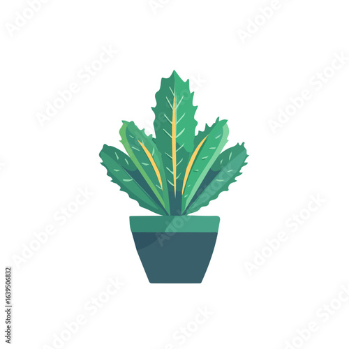 Minimalistic 2D flat icon featuring a cactus in a vase vector design, simple illustration style, isolated on a white background, modern element in vector and EPS format.