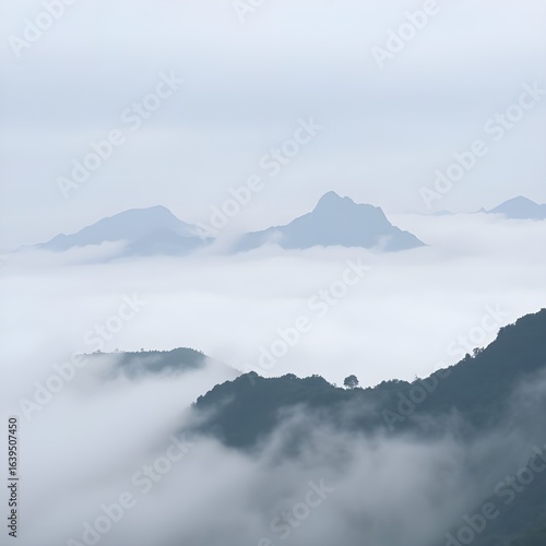 mountain and clouds