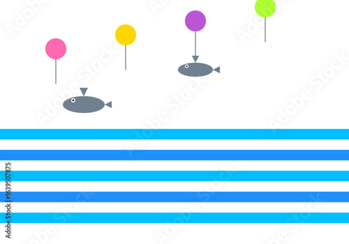 Joyful dolphins with balloons
