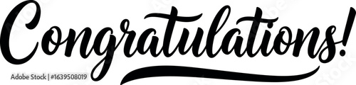 congratulations black cursive text with flourish for celebration and greeting designs