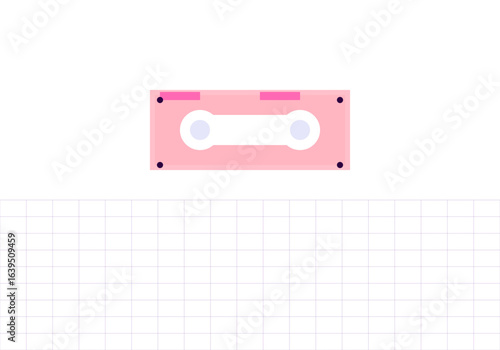 Retro cassette with neon grid