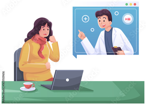 Online Doctor Consultation Illustration