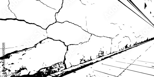 
Weathered plaster surface with spreading cracks and chipped paint; perfect for use in architectural renders or dark visual storytelling.

