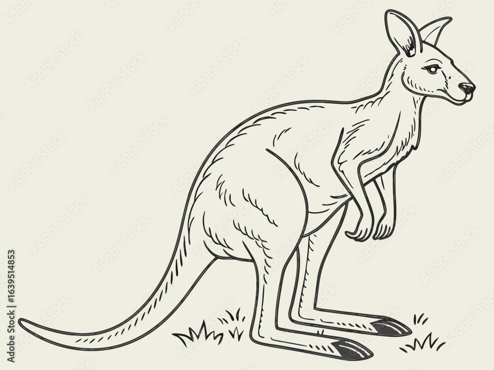 Fototapeta premium Cute cartoon kangaroo mom and joey in a playful setting. A cheerful cartoon illustration of a kangaroo mother and her joey. kangaroo, joey, mother and baby, cartoon, children's, illustration, cute, an