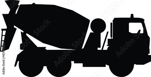 Silhouette of a cement mixer truck concrete construction
