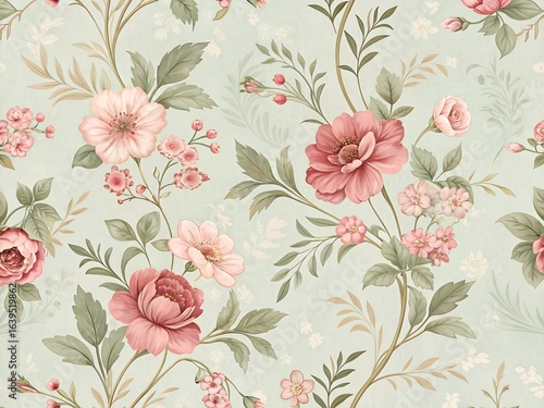 Wallpaper Mural seamless floral pattern Torontodigital.ca