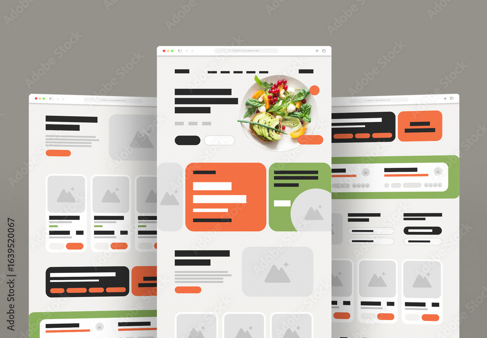Modern Food Delivery Wireframe Template Layout for Restaurant Website ...