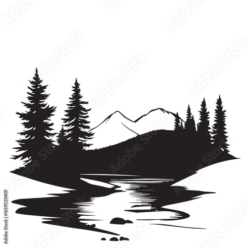 mountain landscape with trees