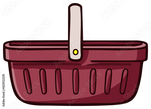 Cartoon Style Basket with Handle in Burgundy Color for Carrying Stuff