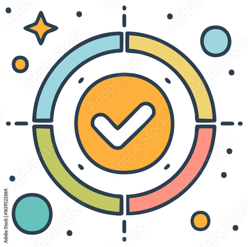 Progress Chart with Tick Mark Success Validation Goal Achievement Illustration