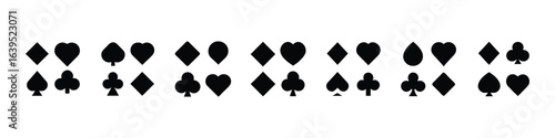 Playing Card Suit Icon Set – Hearts, Spades, Clubs, Diamonds Symbols