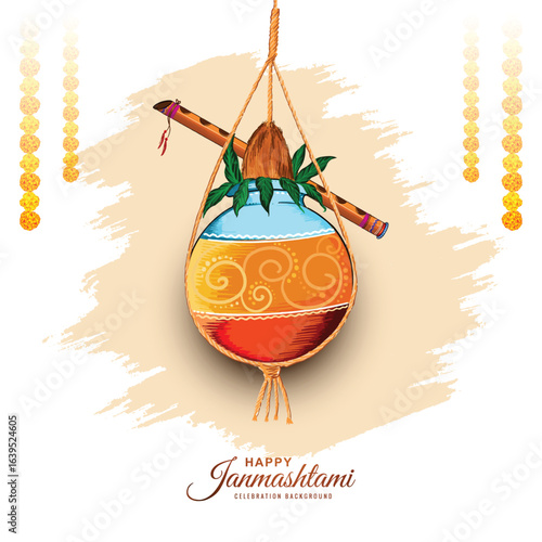 Happy janmashtami festival card background social media template post 