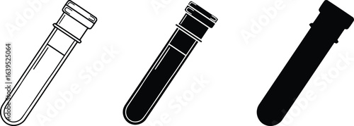 Medical test tubes in line art and silhouette style