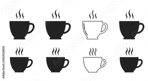 Wallpaper Mural Vector art of set of coffee cup vector icons, hot drink concept isolated on white background Torontodigital.ca