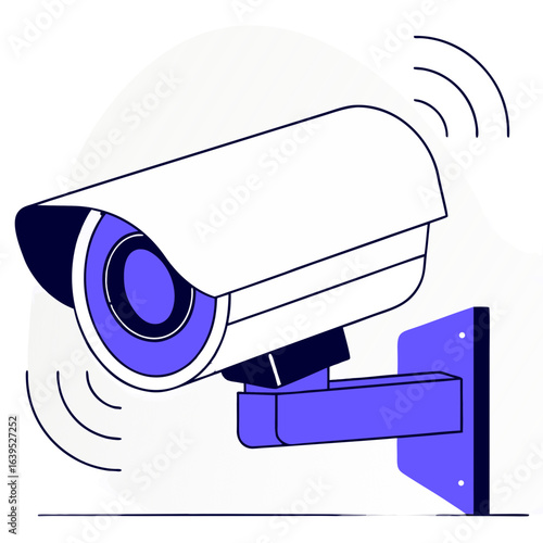 Security camera on the wall, providing surveillance and protection for the area, isolated on white background