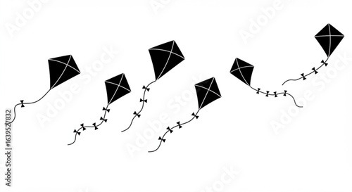 Vector art of collection of kites flying in the sky isolated on white background