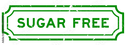 Grunge green sugar free word rubber seal stamp on white background