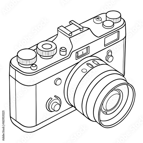 A vintage camera with a lens isolated on white background, perfect for photography enthusiasts and retro design lovers