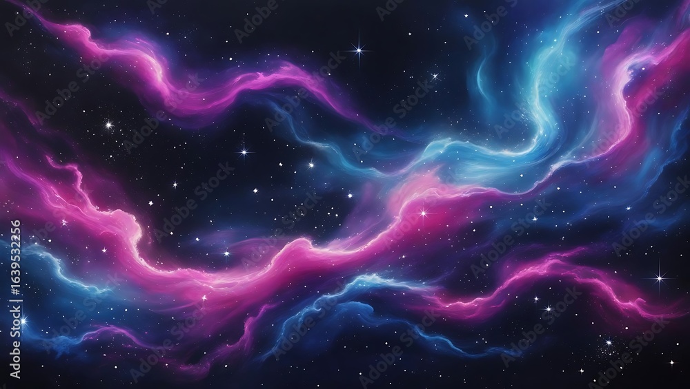 Fototapeta premium Vibrant Cosmic Nebula Swirls Against Starry Night Sky