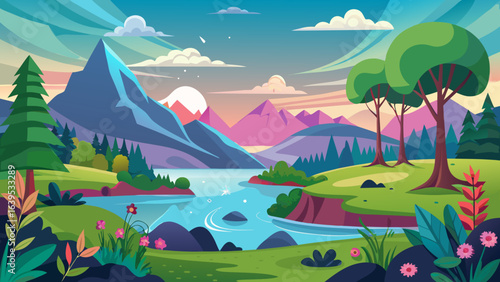 landscape with mountains