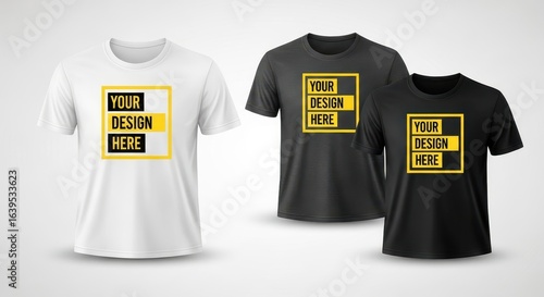 White, black, and grey t-shirt mockup set with 