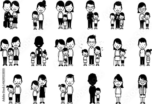 Family and friends icon set
