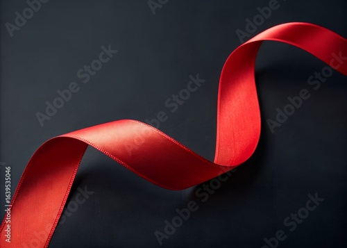 red ribbon on black background