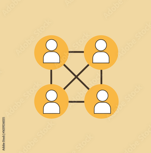 Connected people network icon