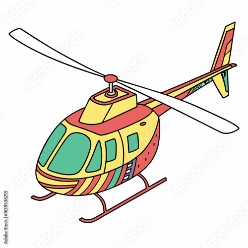Colorful helicopter with rotor and tail fin yellow
